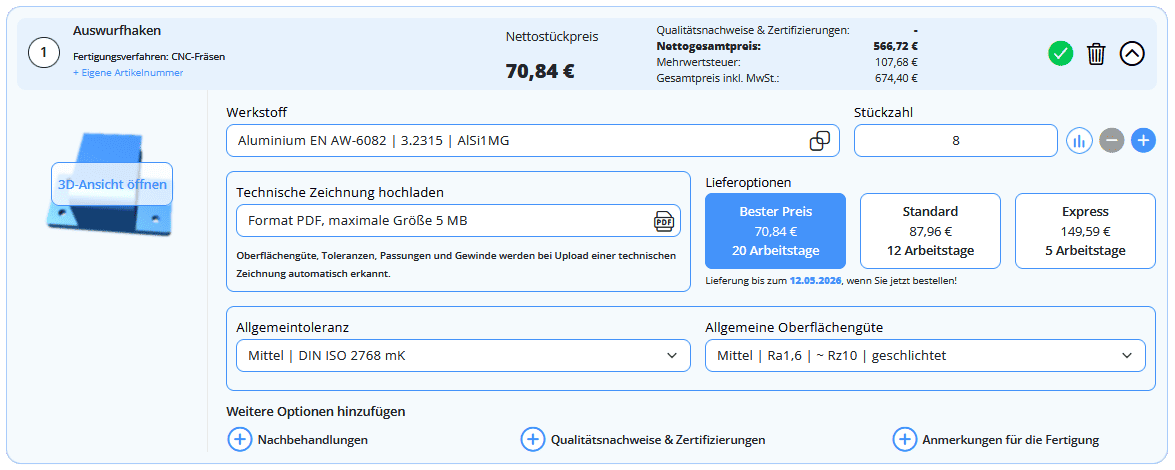 InstaWerk bietet die Online-Kalkulation von Frästeilen und Drehteilen